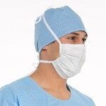 MASK FACE SURGICAL LAZER W/TIE PLEATED SILVER 210/CASE