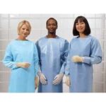 GOWN ISOLATION BLUE POLY COATED UNIVERSAL 100/CASE
