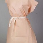 GOWN EXAM TPT PEACH F/B OPEN 50/CASE TIDI