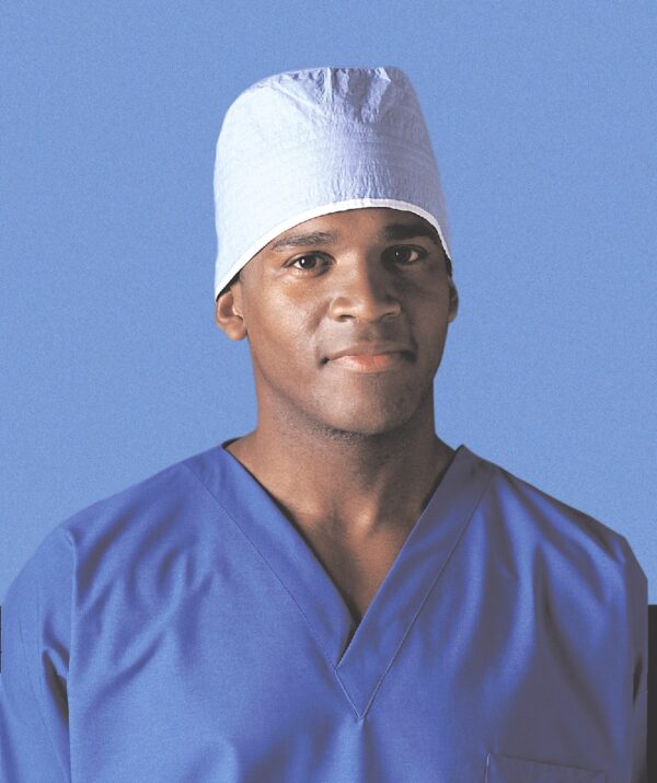 SURGEONS CAPS KAYCEL MATERIAL W/TIES BLUE 100/BOX