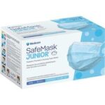 MASK FACE PEDIATRIC/JUNIOR EARLOOP BLUE/WHITE 50/BOX LEVEL 1
